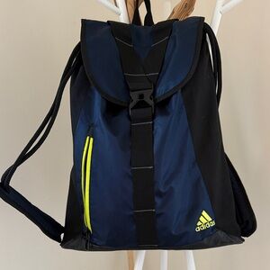 Adidas Backpack in Navy and Black with Yellow Accents